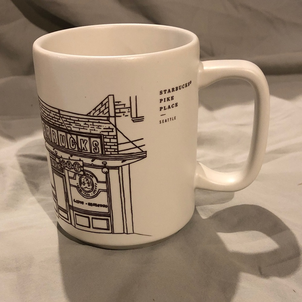 Starbucks White Ceramic Pike Place Sketch Mug limited edition
